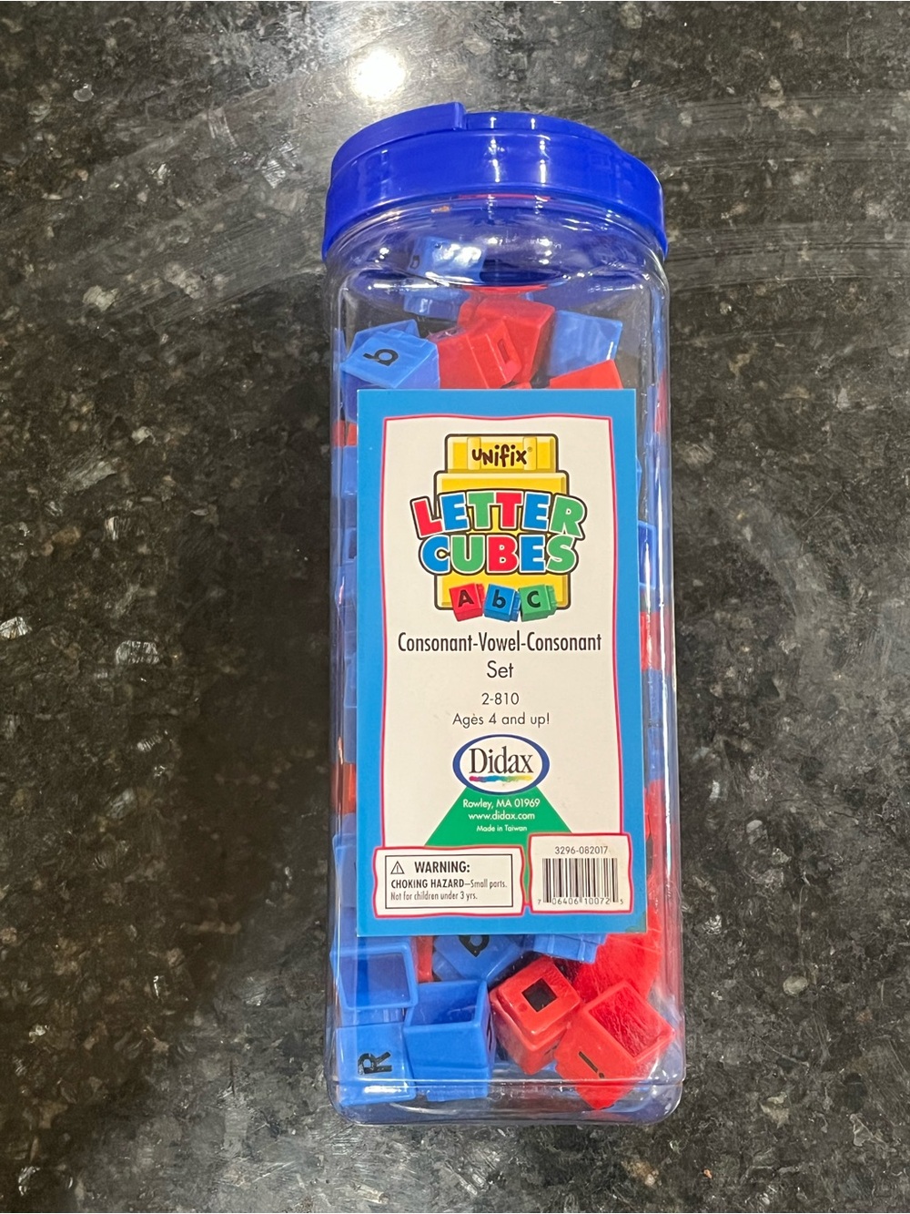 Didax Unifix Letter Cubes Consonant-Vowel-Consonant Set